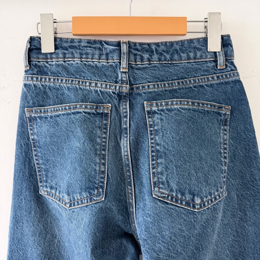 Zara Rhinestone Straight Leg Jeans XS 24 US 2 | High Rise Blue Y2K Party Denim - Picture 9 of 14